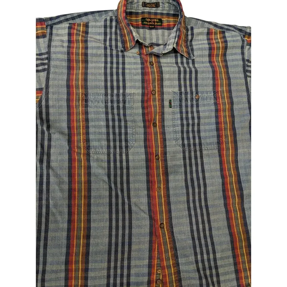 Colours by Alexander Julian Shirt Mens XL Plaid Cotton Long Sleeve Vintage Style - Picture 9 of 13